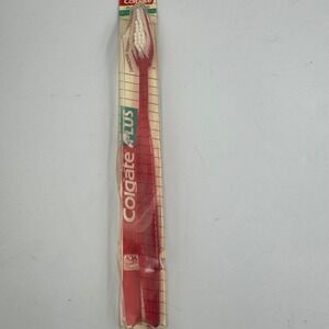 Colgate Plus Toothbrush Adult 2 Red Vintage 90s Full Head Soft NEW
